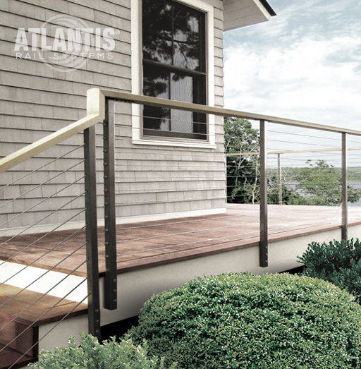 Steel Cable Railings with Wood Accents by LA Railings