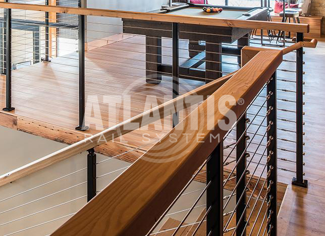 Steel Cable Railings with Wood Accents by LA Railings